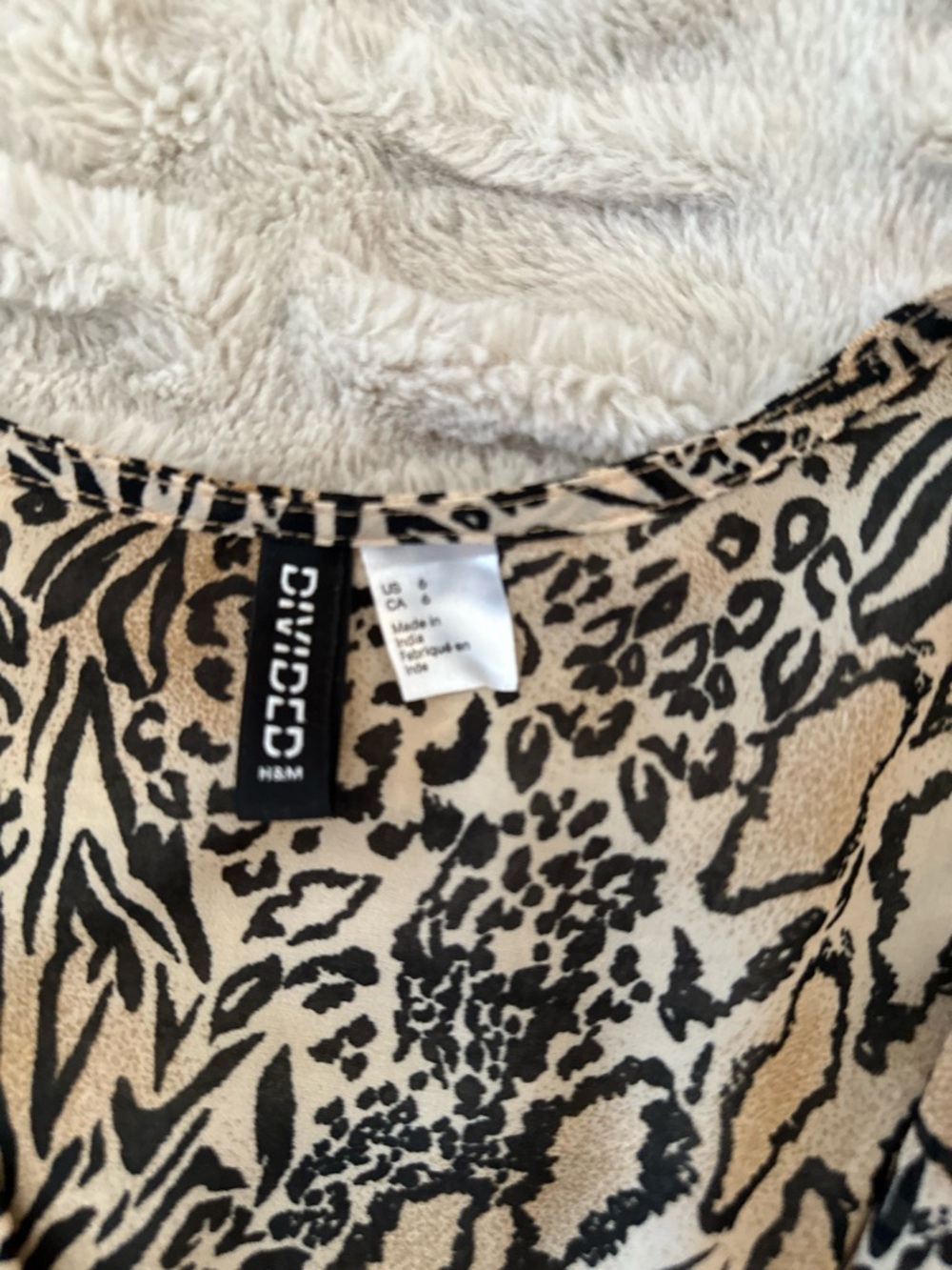 Divided Animal Print Top - Beige & Black